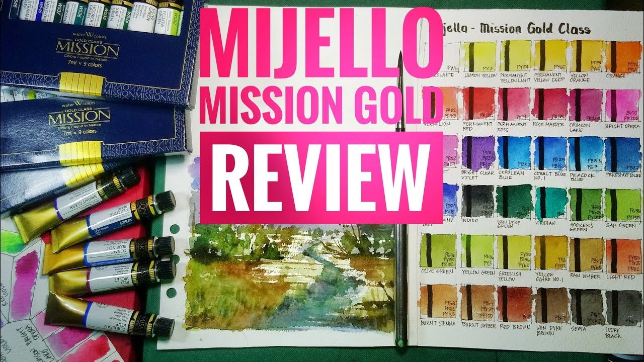 Mijello Mission Gold Watercolor review and comparison to Shinhan and White Nights