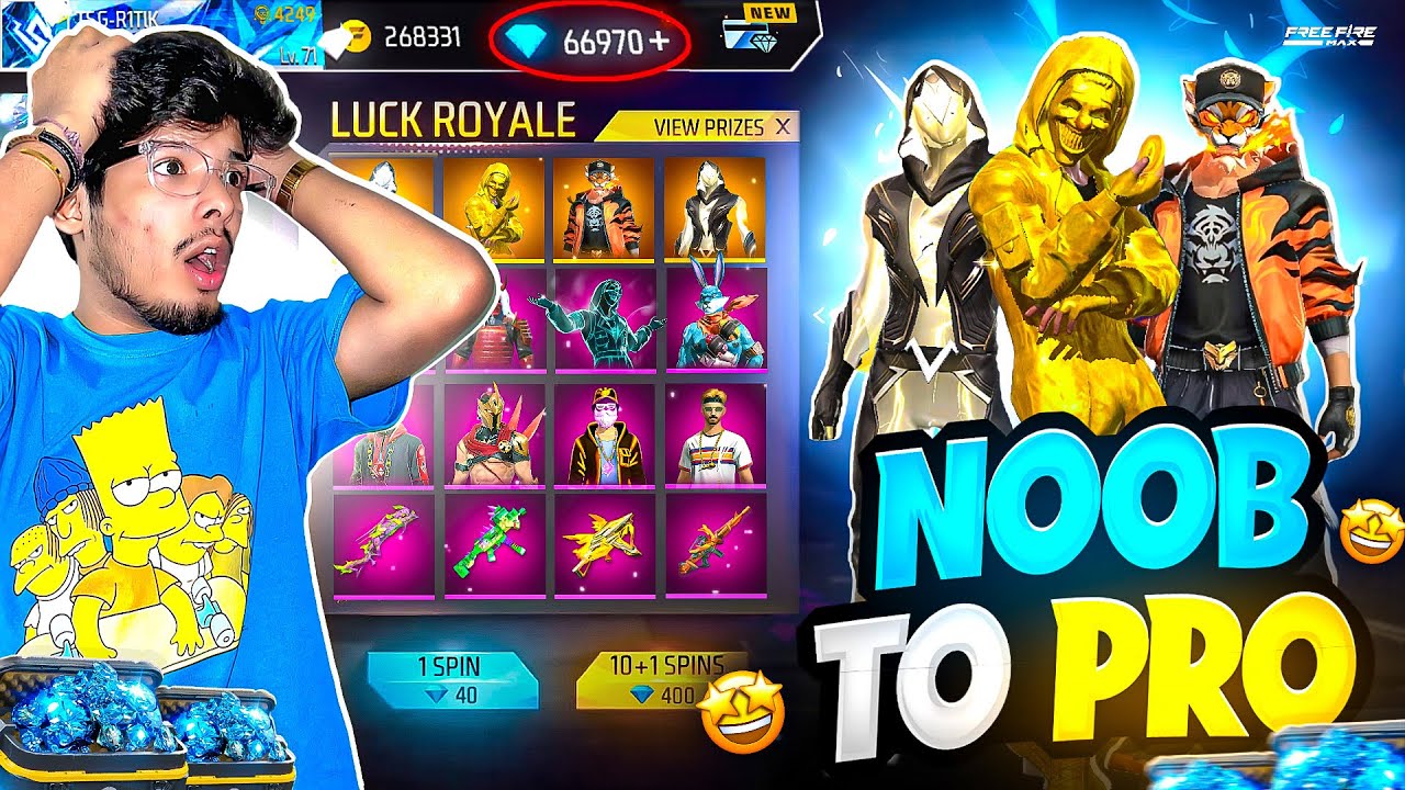 FREE FIRE ULTRA RICH LUCKIEST ID GOT 3 BUNDLES IN 100 DIAMONDS😍💎 NOOB TO ULTRA PRO -GARENA FREE FIRE