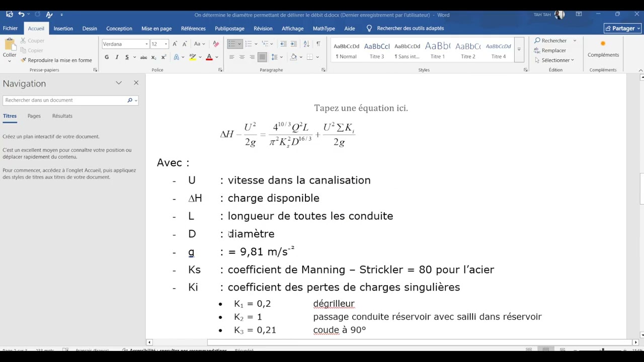 Fichier excel de dimensionnement d'ouvrages hydromecaniques: Prise sous Digue