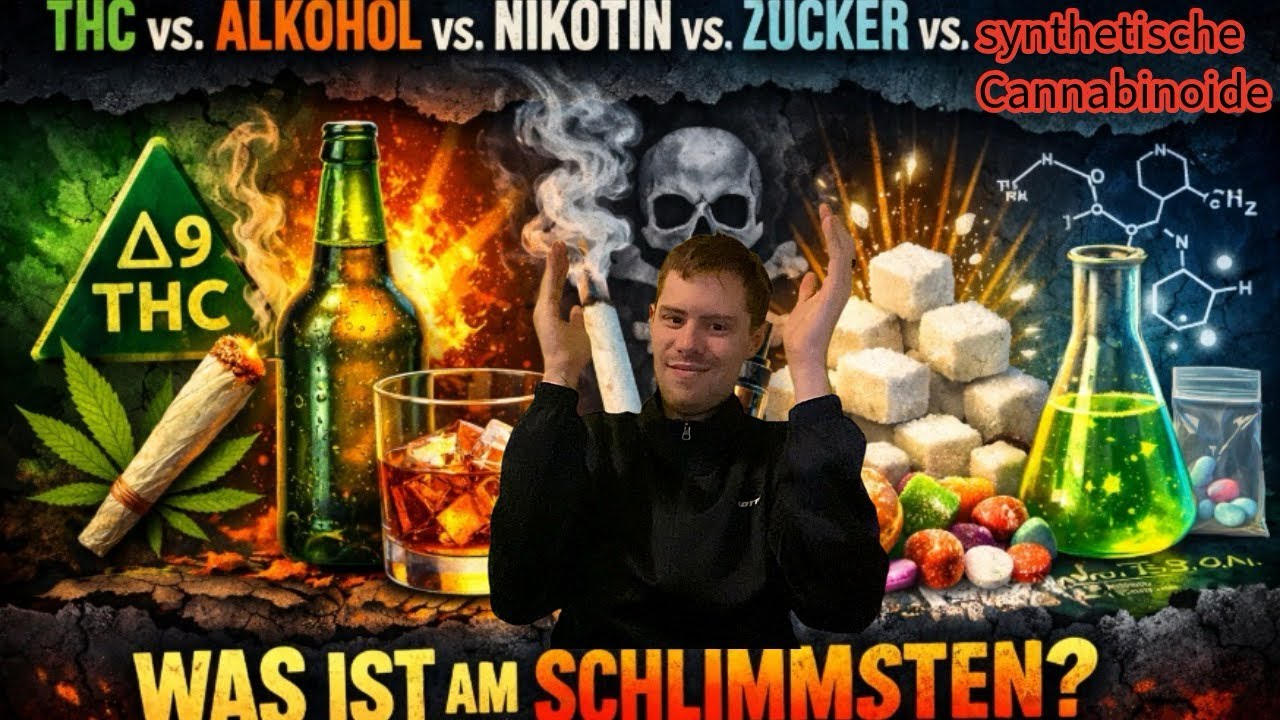 THC, Alkohol, Nikotin, Zucker und synthetische Cannabinoide im Vergleich! Was ist am schlimmsten?