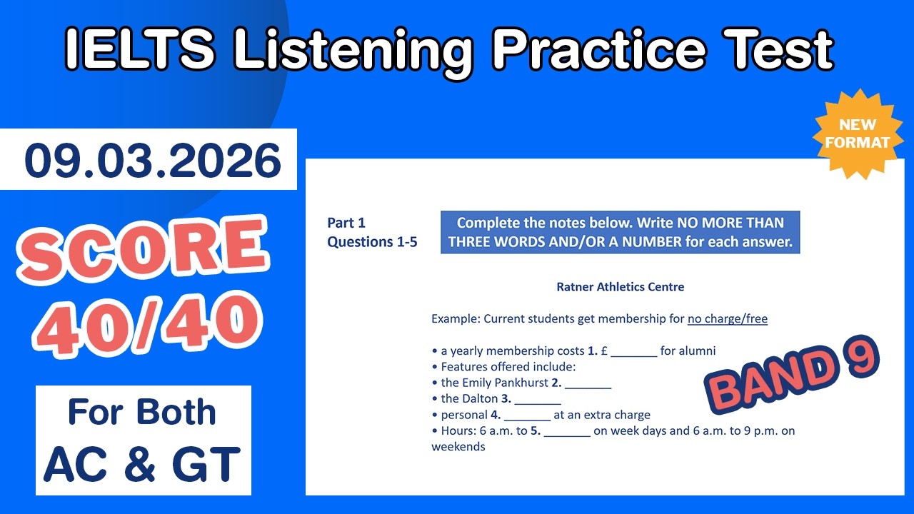 IELTS Listening Practice Test 2026 With Answers 09.03.2026 - Test #258