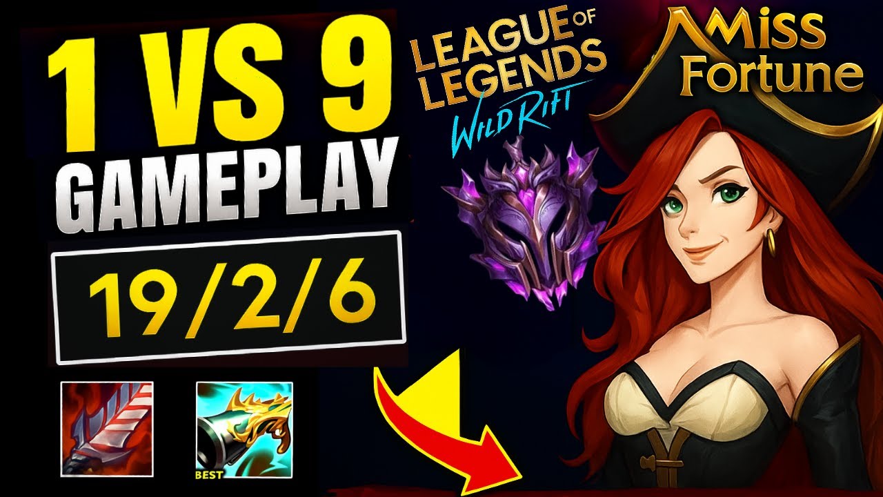 Wild Rift - Miss Fortune ADC 1v9 Carry🔥| MVP 19/2/6 | Perfect Gameplay | #ranked #master #wildrift