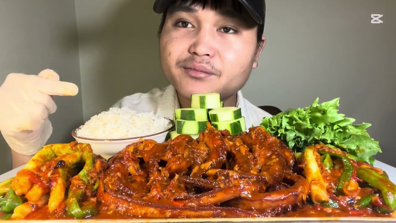 Bạch tuộc sốt sả tỏi ớt cay chua ngọt, món ăn kiểu Hàn quốc - mukbang | Blich TV 