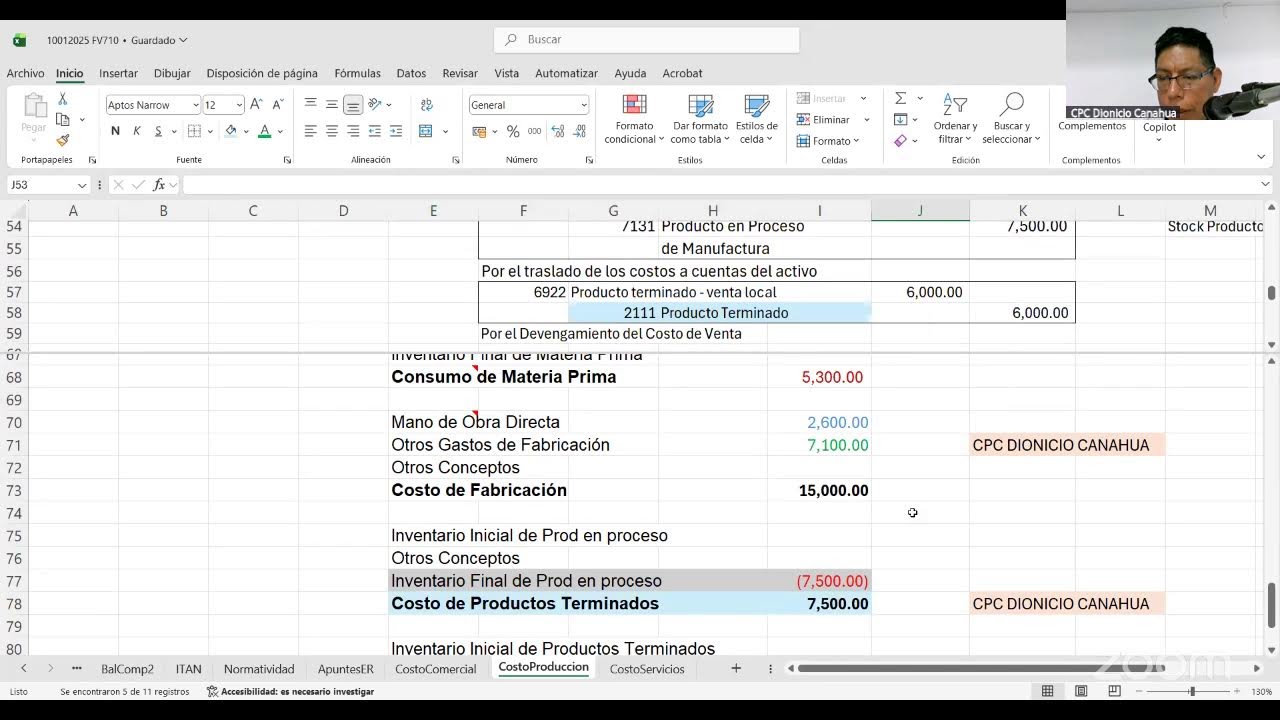 FV 710 Anual Costo Comercial