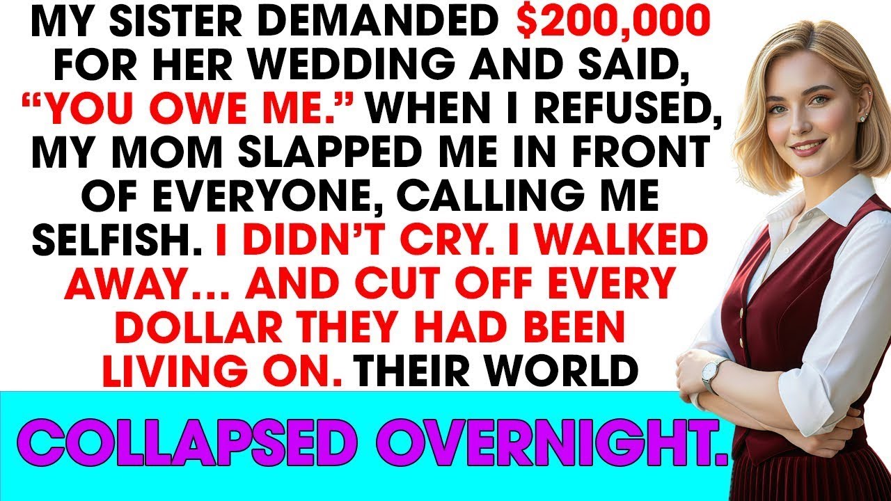 My sister demanded $200K to fund her wedding. When I refused, my mom slapped me — so I cut off...