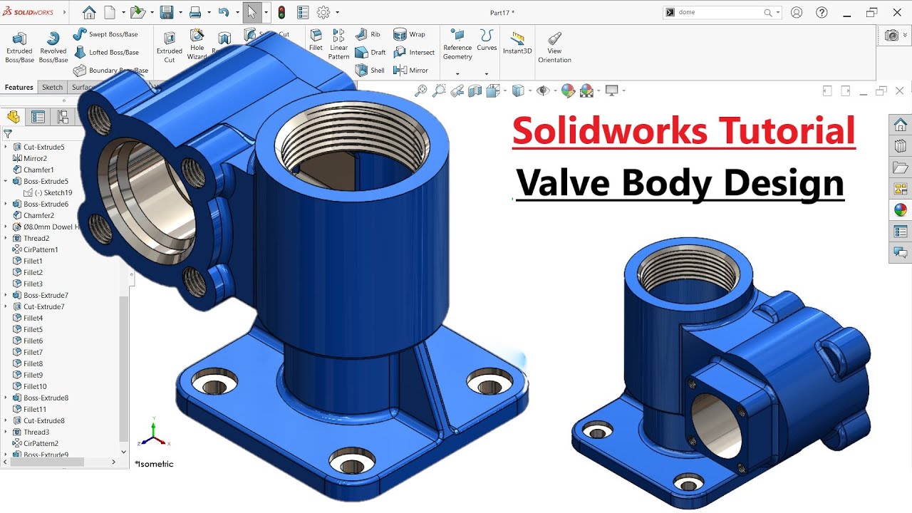 ✅SolidWorks Tutorial | How to Make Valve Body in SolidWorks