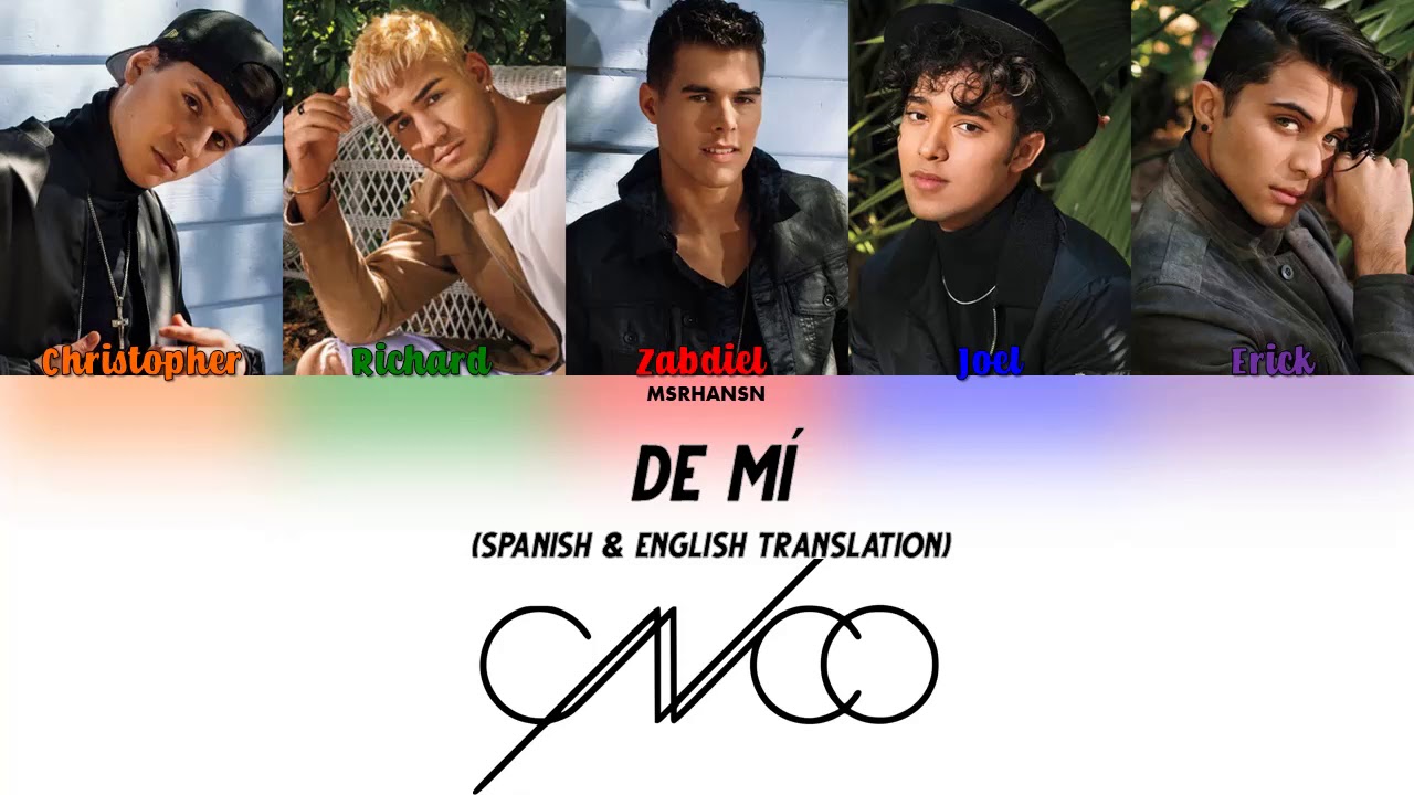 CNCO - De Mi [Spanish & English Translation] Color Coded Lyrics