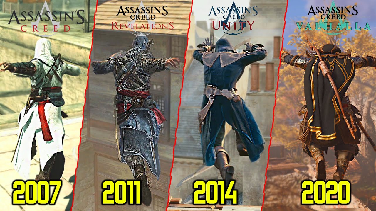 Parkour Evolution in Assassin's Creed Games  [NO HUD]