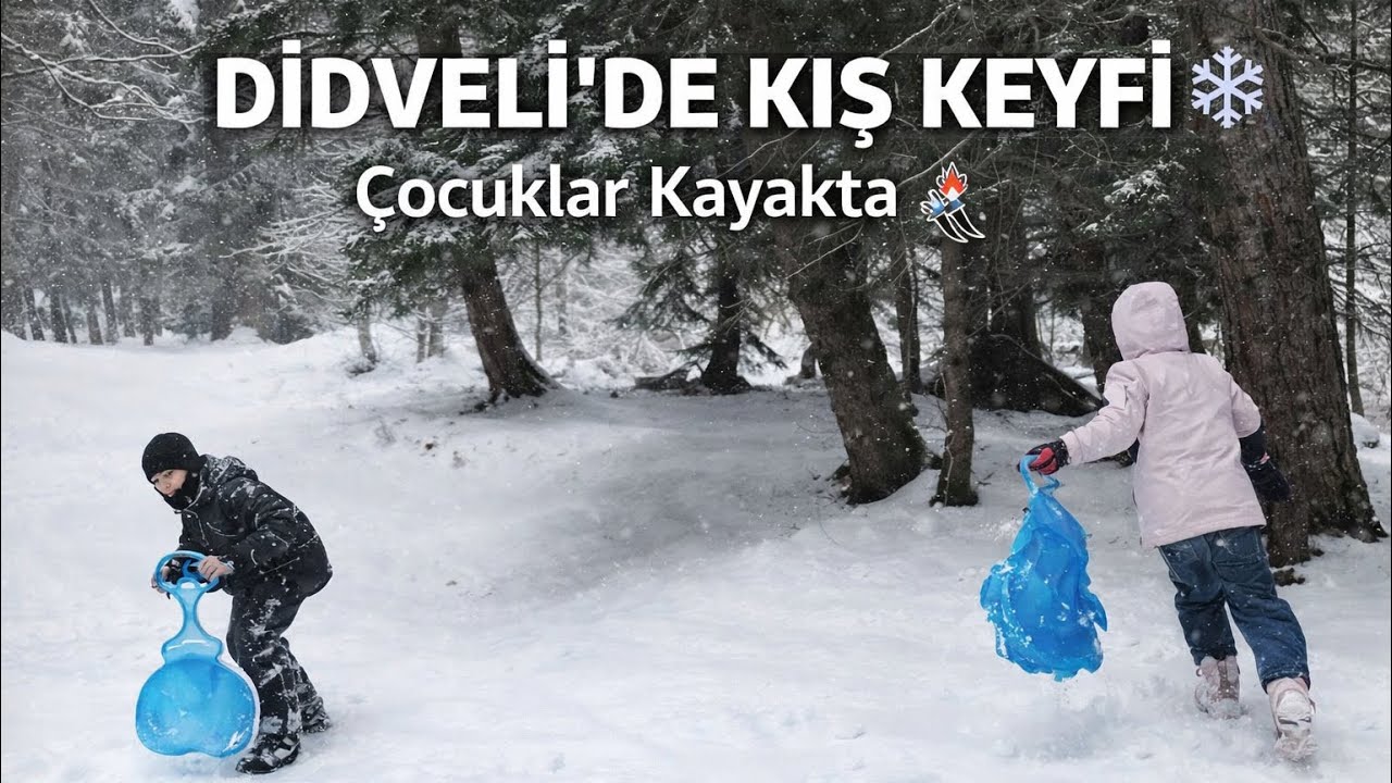 Didveli’de Çocuklar Kayak Yapıyor ⛷️❄️ | Kuş Sesleri ve Akan Su Eşliğinde Doğa