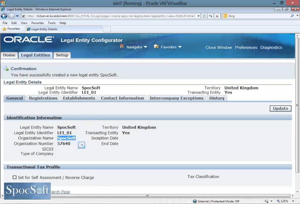 Creation of Legal Entity in R12