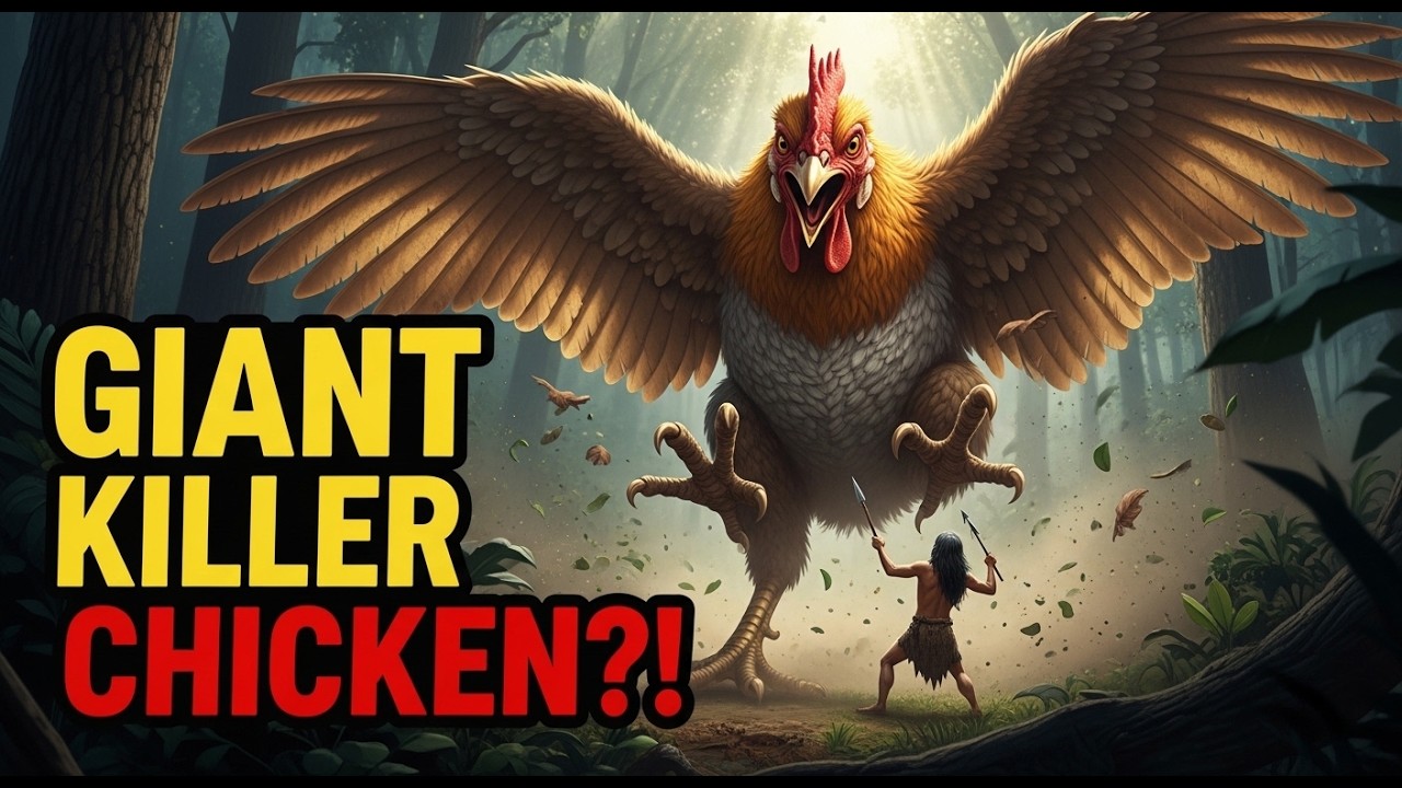 Ancient Life Million Years Ago: Prehistoric Man vs Giant Prehistoric Chicken