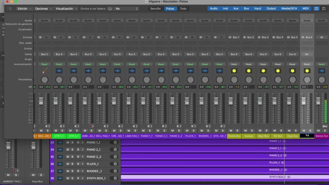 Buses y Envíos en Logic Pro X