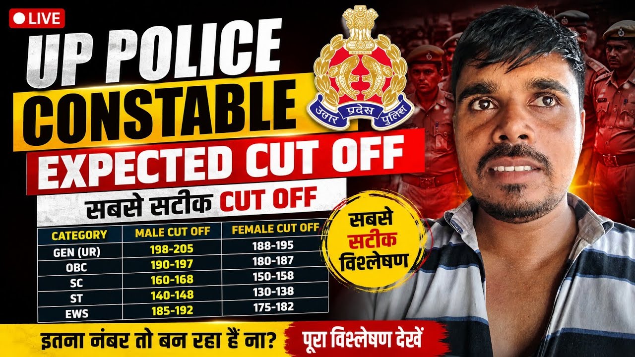 UP Police Constable Expected Cut Off 2025 | सबसे सटीक कट ऑफ | Category Wise Cut Off |  Live Analysis