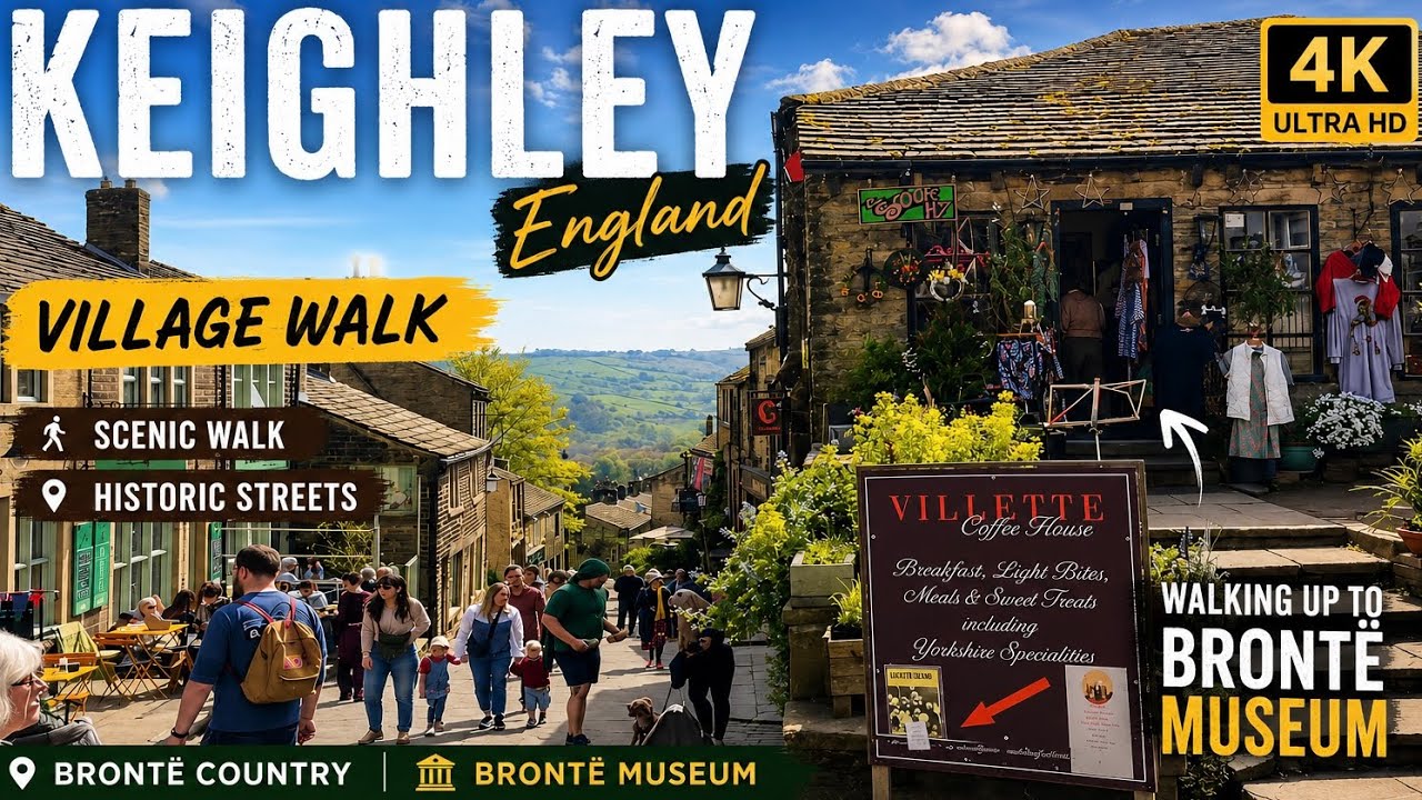 Keighley & Haworth Walking Tour 4K | Walk to the Bront&euml; Parsonage Museum, Yorkshire England