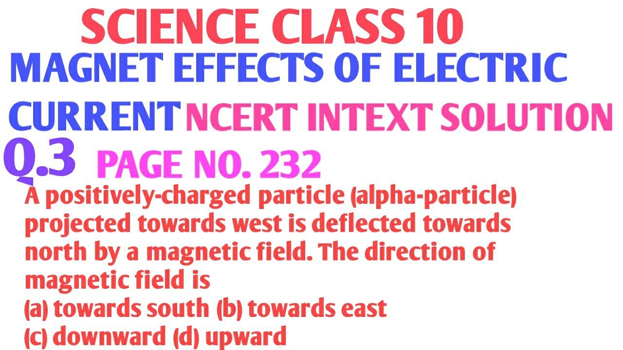 A positively-charged particle (alpha-particle) projected towards west is  deflected towards north