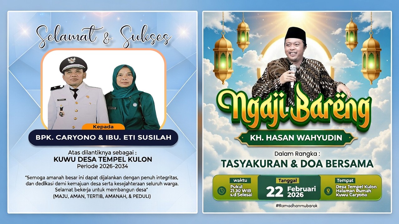 🔴 LIVE HASAN WAHYUDIN DALAM RANGA TERPILIHNYA KUWU TEMPEL KULON BPK. CARYONO & IBU ETI SUSILAH