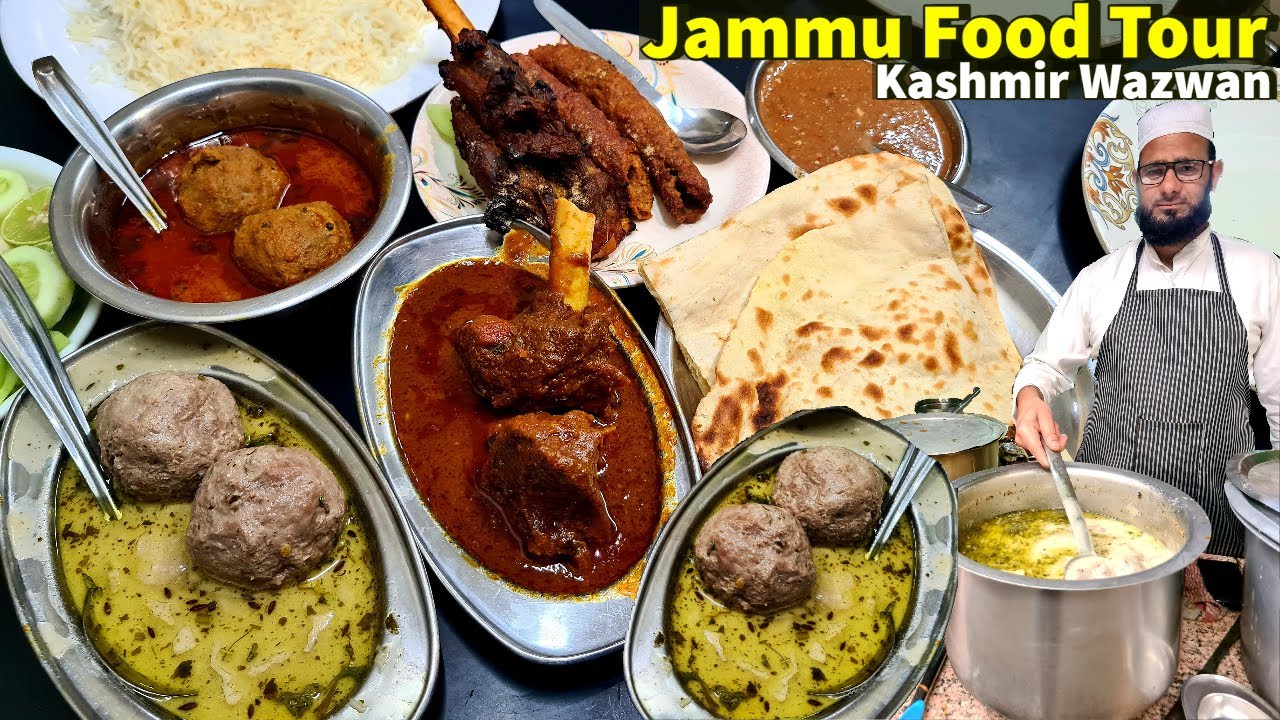 EXTREME KASHMIRI WAZWAN. MUTTON GOSHTABA, RISTA with ROASTED NALLI & MUTTON KEBAB. Jammu Food Tour 1