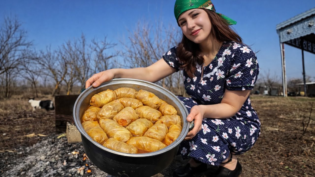 Lahana dolması acik havada 🥬Stuffed Cabbage Cooked Outdoor #outdoorcooking #silentcooking 