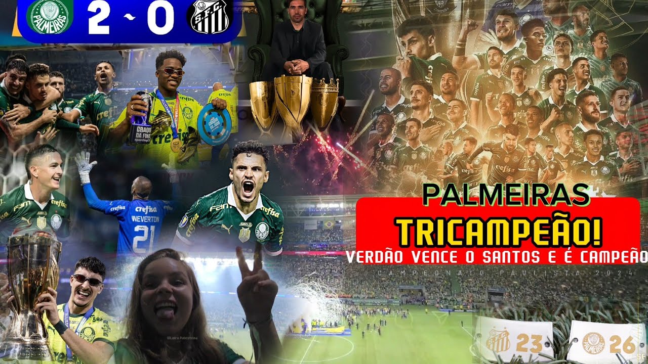 [DIRETO DO ALLIANZ] PALMEIRAS É O TIME DA VIRADA! VERDÃO VENCE O SANTOS E É TRICAMPEÃO PAULISTA