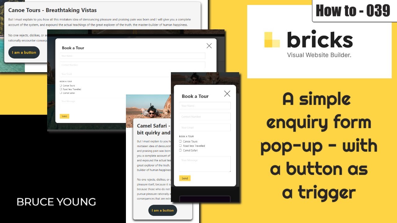 A simple Pop Up with an inquiry form made using Bricks Builder