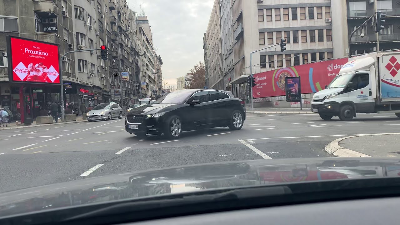 Belgrade, driving through the city center and the entire Bulevar Kralja Aleksandra