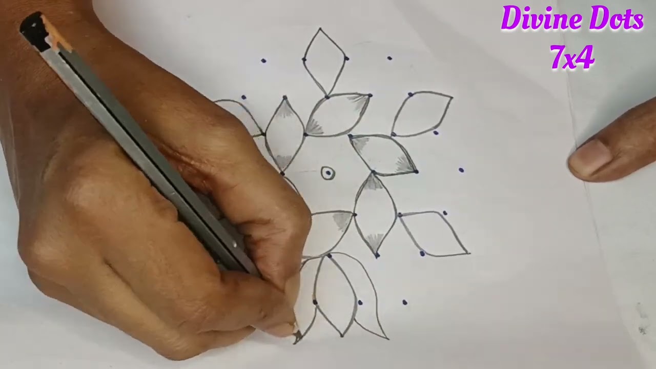 Margali Thingal Malar Kolam 🌼 7x4 Dots Flower Rangoli 🌼 Flower Muggulu