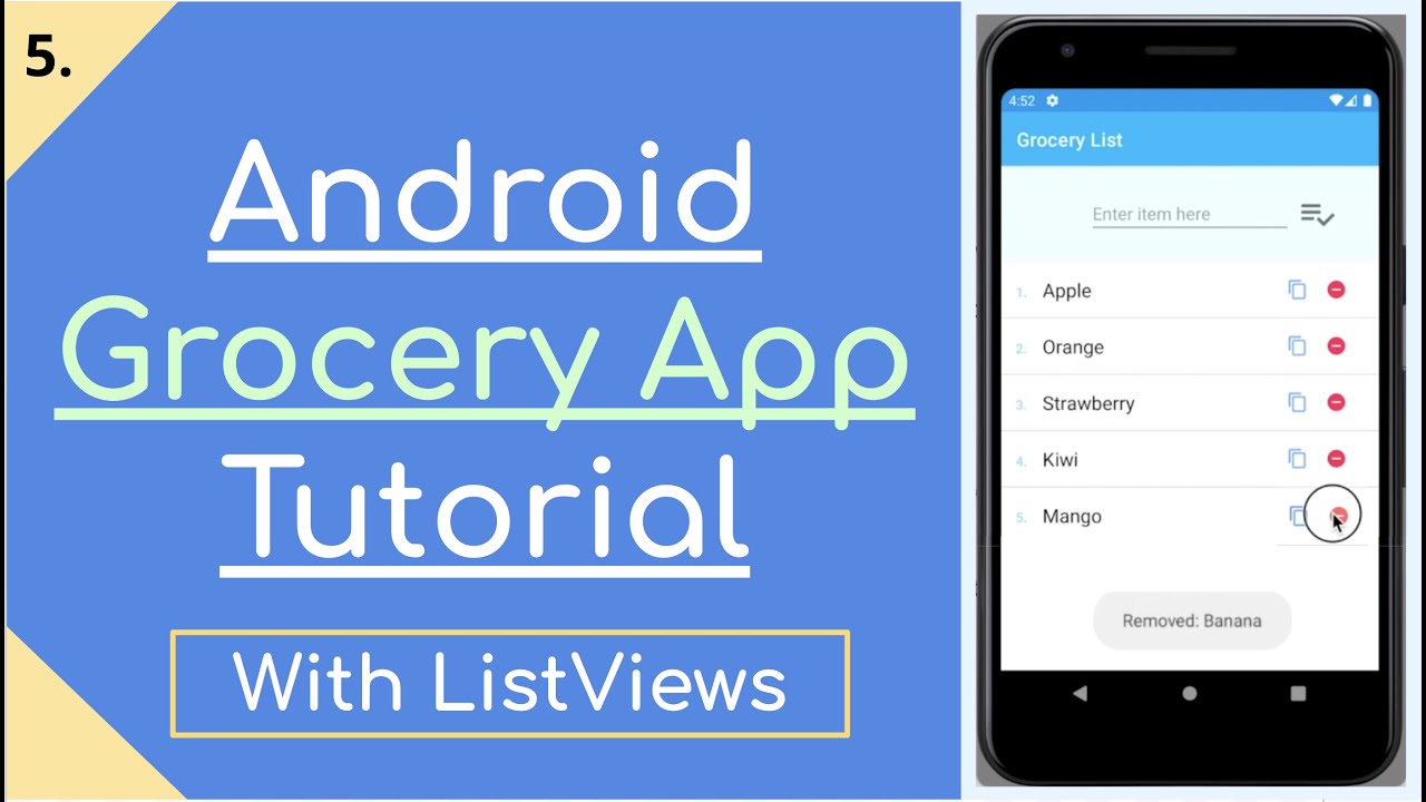 5. Custom ListView Layout | Android Grocery List App Complete