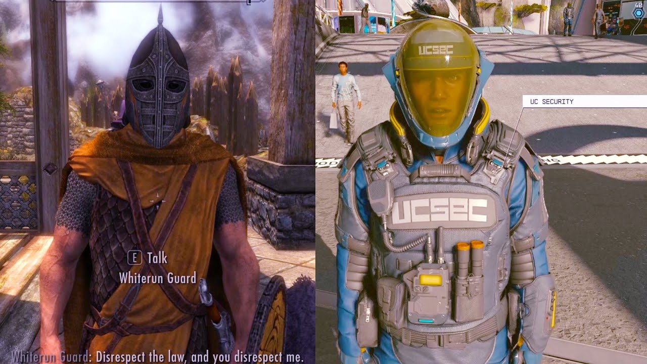 Skyrim Guards VS Starfield UC Security quotes.
