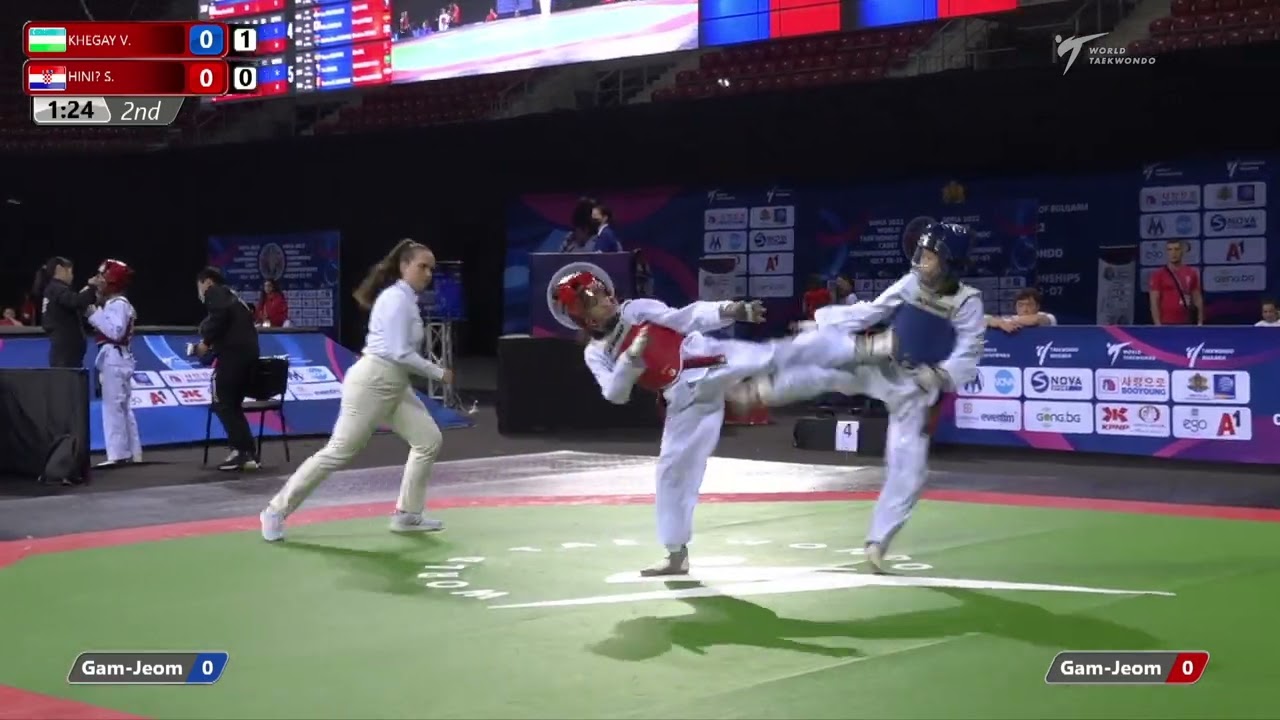 405 Round of 32 Girls  37kg UZB KHEGAY Valeriya CRO HINI Sofija