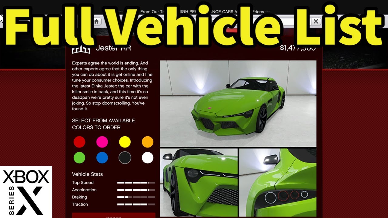 GTA Online Full Vehicle List 2021 | Xbox Series X 2021