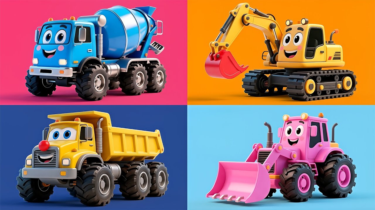 🚜 Monster Wheel Construction Team!   Fun 3D Kids Song with Baby Boss 🏗️
