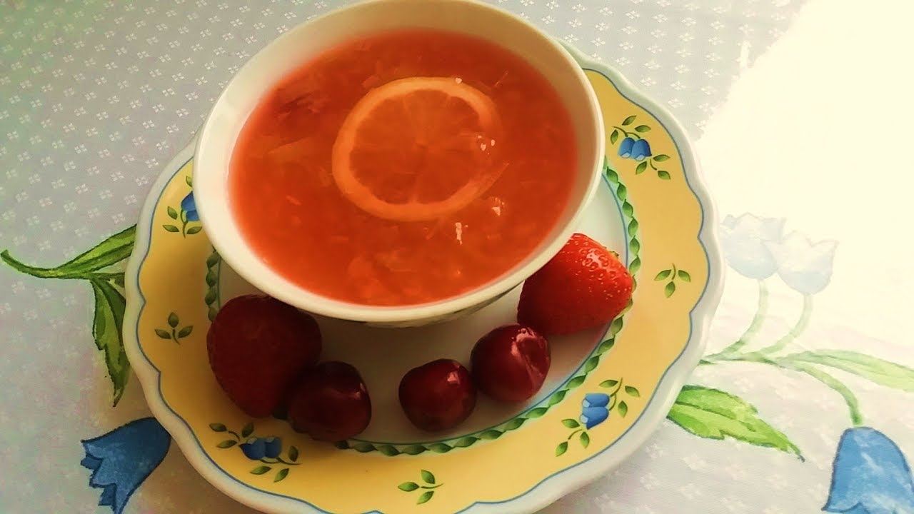 Кисель из ревеня  вишни и клубники