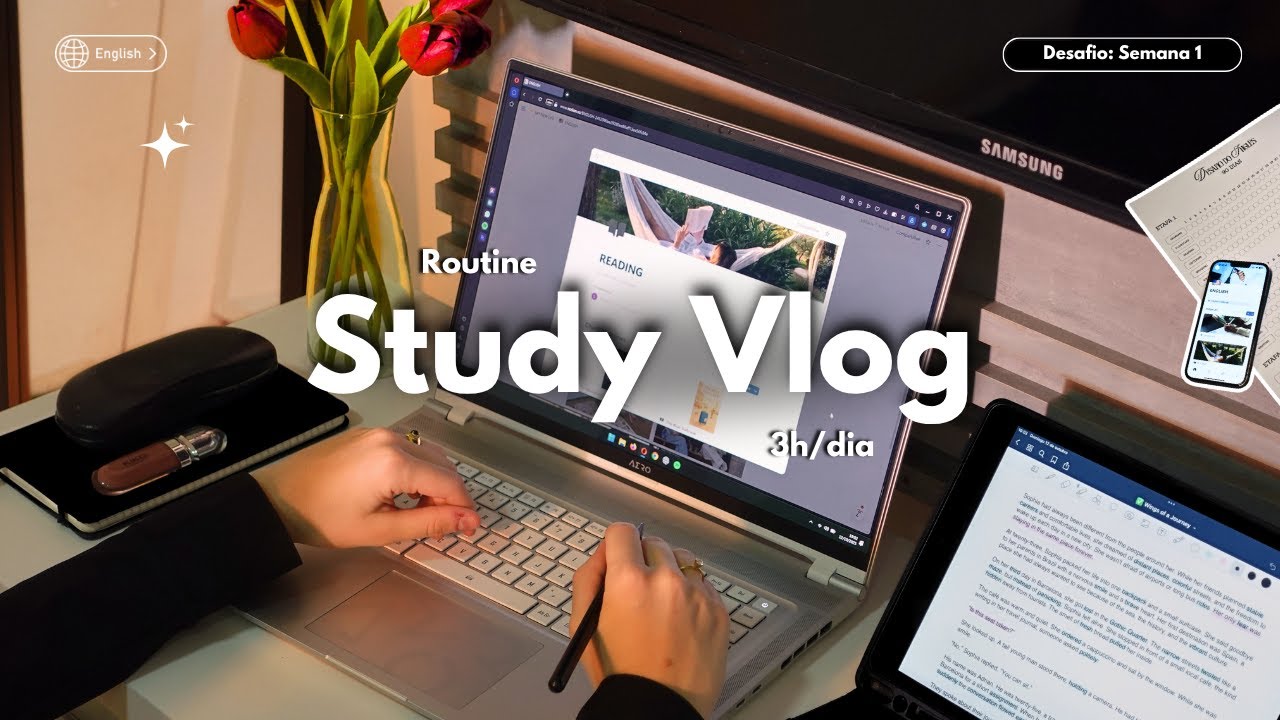 STUDY VLOG | MINHA ROTINA ESTUDANDO INGLÊS SOZINHA 📚🤍✨
