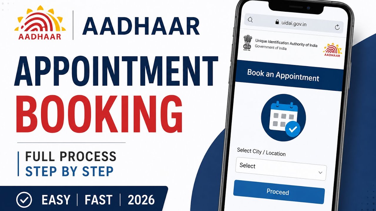 Aadhaar Appointment Online Kaise Book Kare 2026 | Full Process Step By Step