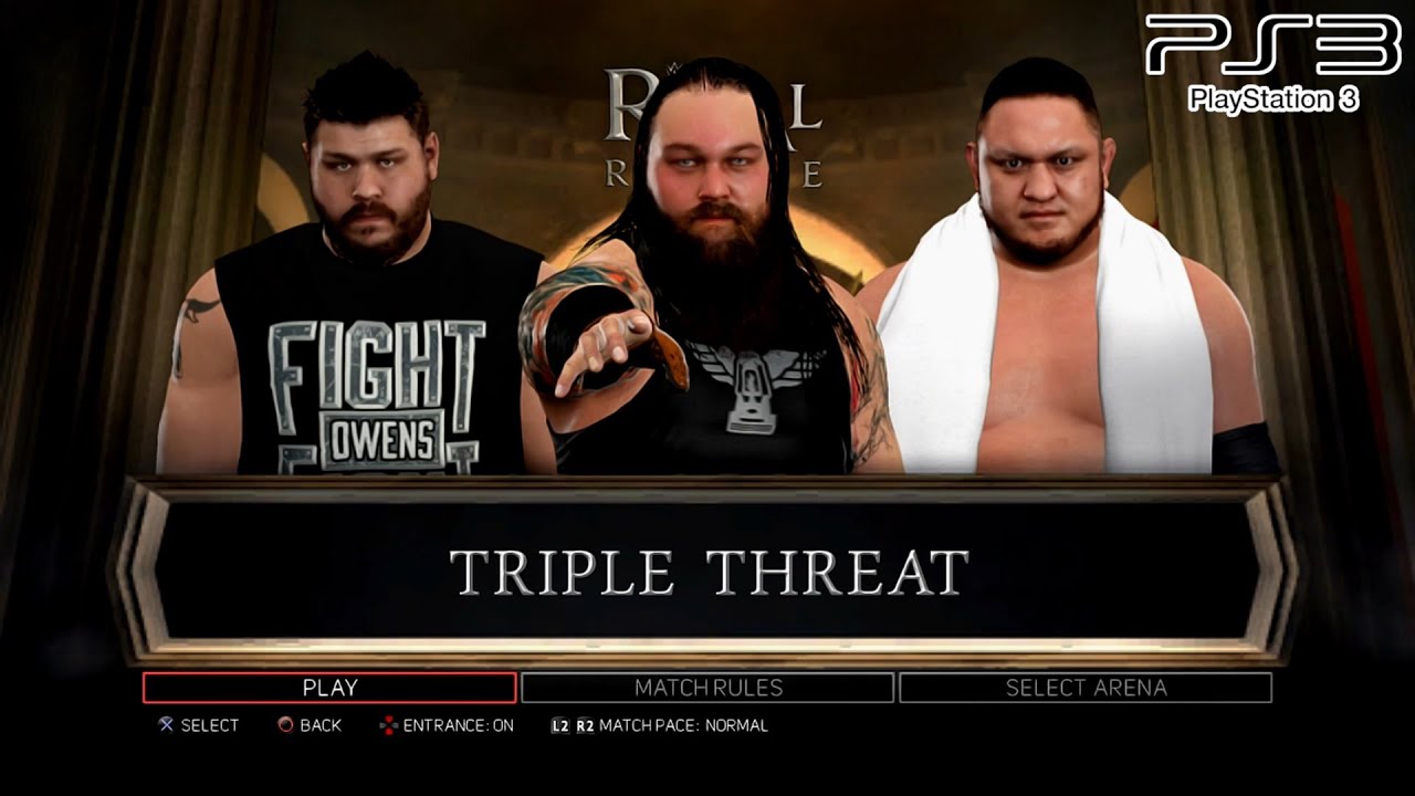 WWE 2K17 PS3 - Bray Wyatt VS Kevin Owens VS Samoa Joe - Triple Threat Elimination KO Match