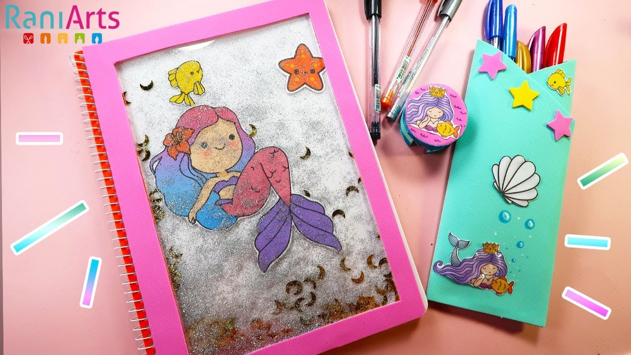 Decora tus ÚTILES ESCOLARES estilo SIRENA! - DIY - Mermaid school supplies