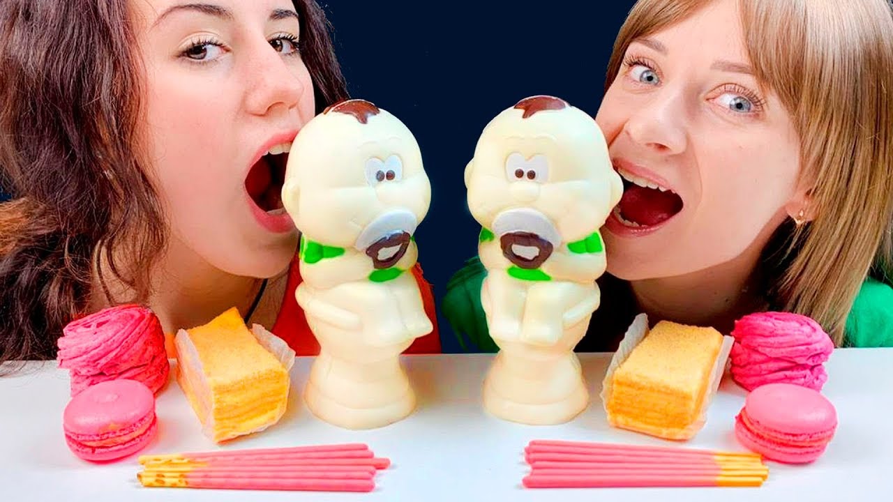 ASMR CHOCOLATE EDIBLE BABY, CAKE, POCKY, MACARONS, MARSHMALLOWS (No Talking) 먹방   Lilibu ASMR