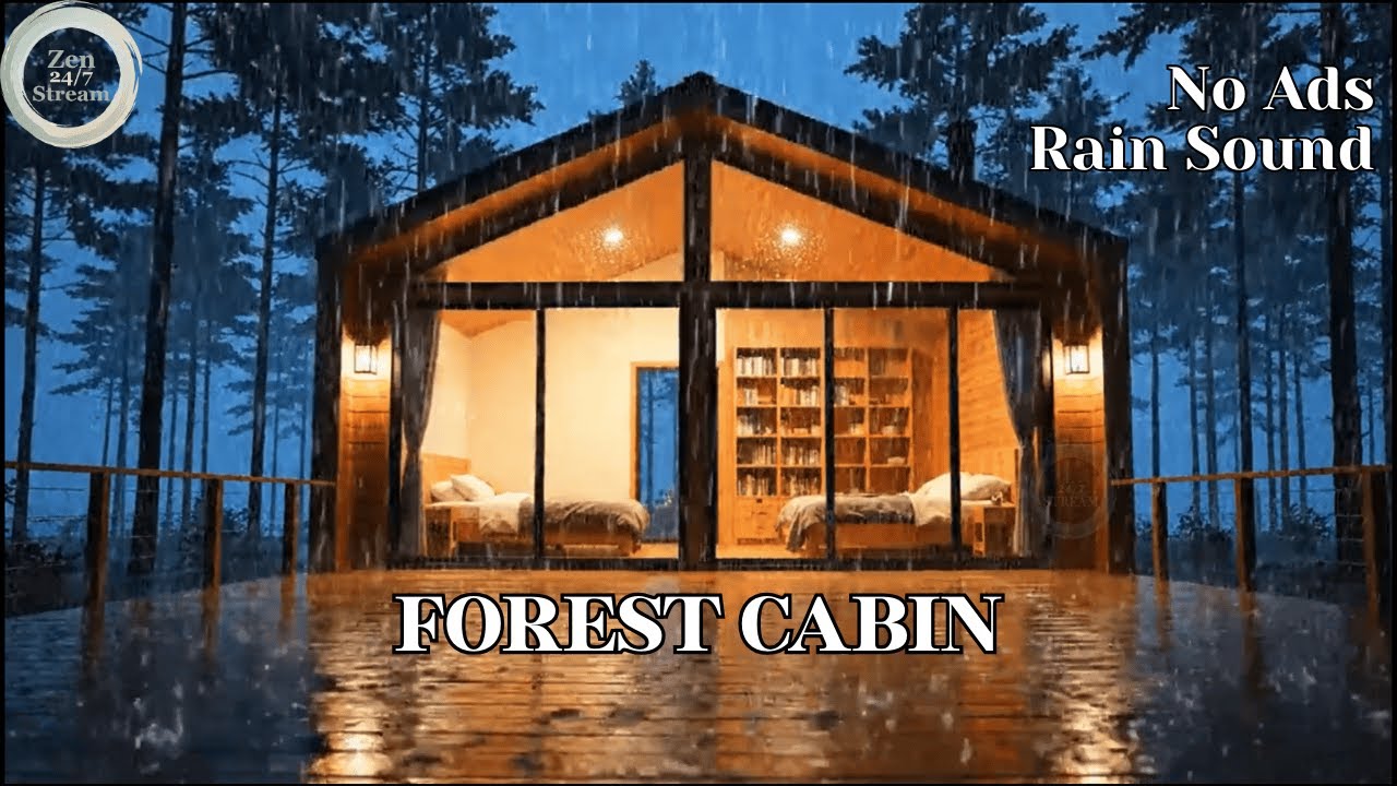 NO ADS Cozy Forest Cabin Rain and Thunder | Sleep, Study, Relax. #sleepaid #rainsound #sleepbetter