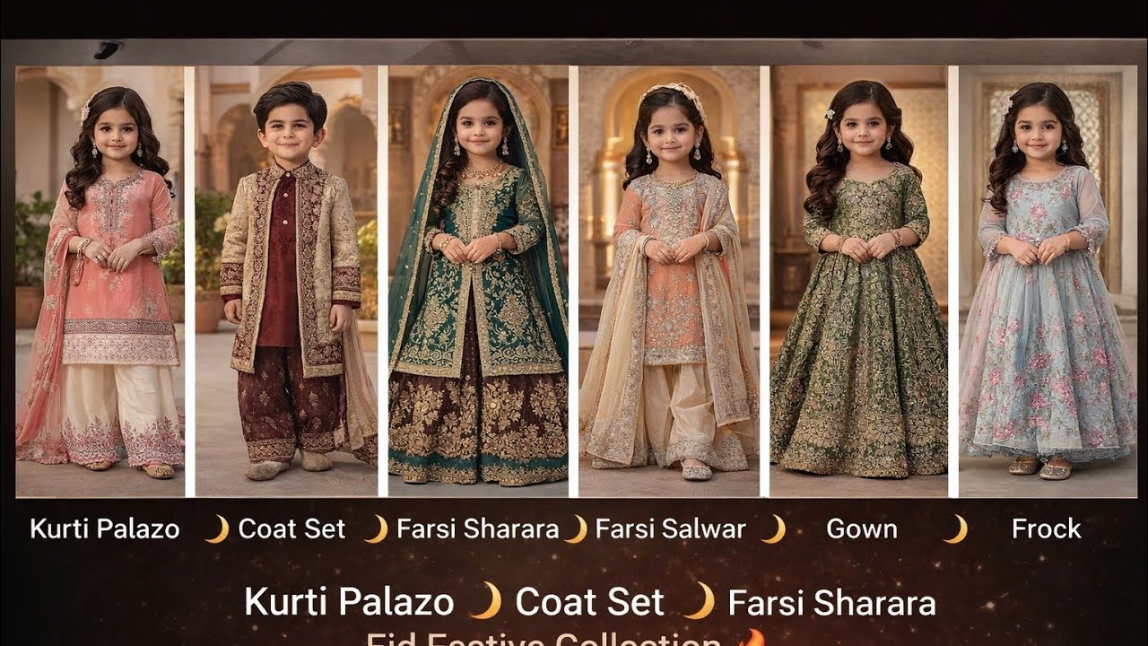 Kids Eid Festive Collection 2026 🌙 Kurti Palazo | Coat Set | Farsi Sharara | Farsi Salwar | Gown | 