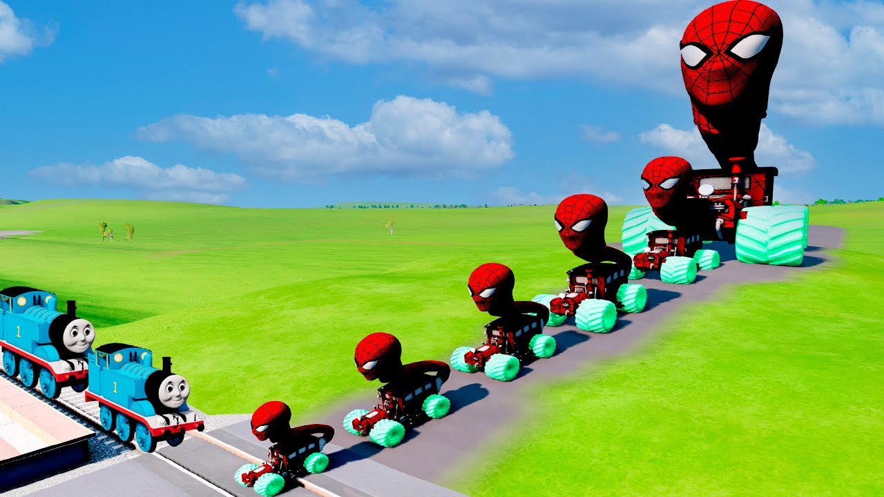 Big & Small  Spider-Man vs CURSED Train Thomas with Triple Head BeamNG.Drive