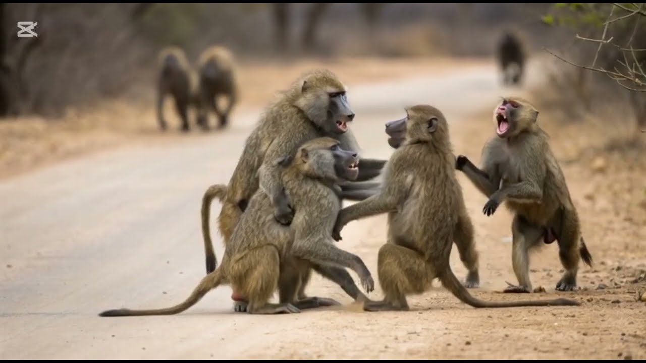 Brutal Clashes: Hamadryas Baboon Clans in Fierce Combat#shortvideo #animals #wildlife #subscribe 