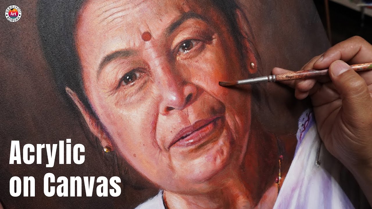 Paint Like Oil with Acrylic | Acrylic Portrait Painting Technique by Debojyoti Boruah