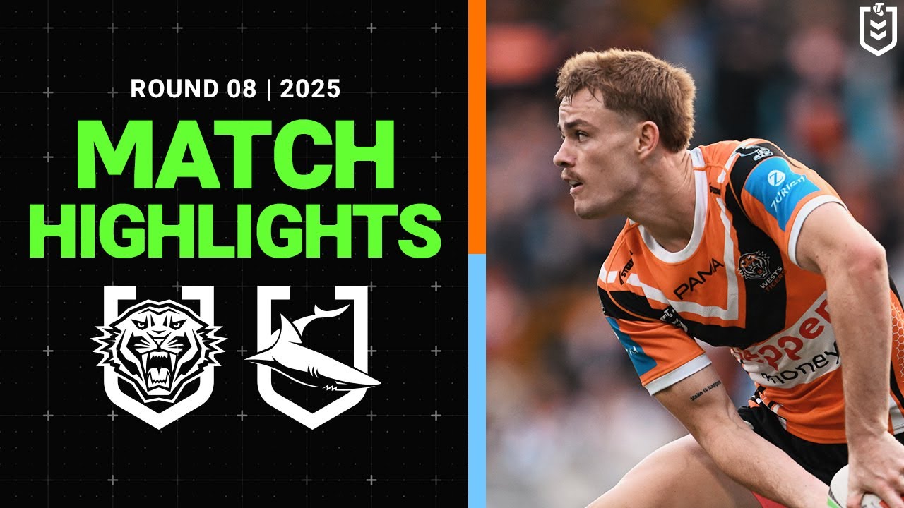 NRL Highlights | NRL Match Highlights 2025 | Wests Tigers v Sharks | Round 8