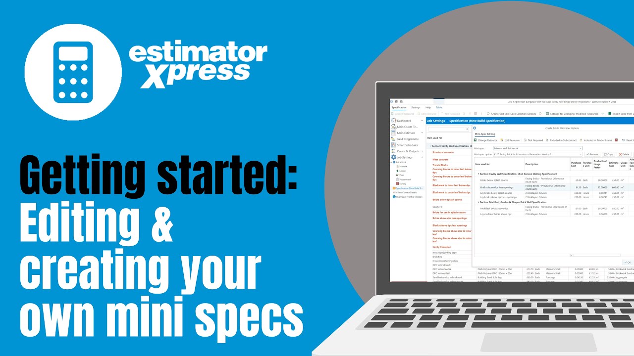 How to Edit and Create Your Own Mini-Spec Options in EstimatorXpress