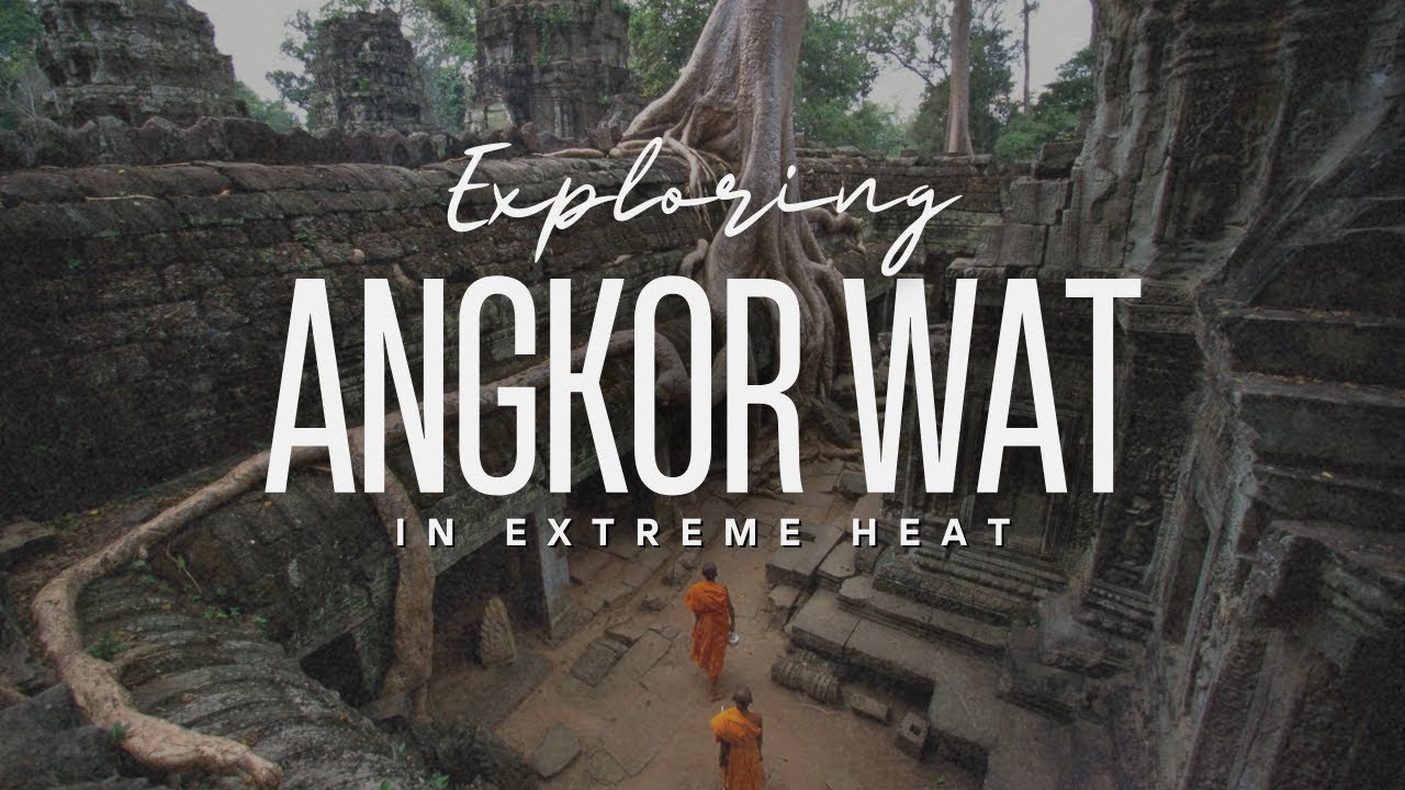 Battling the 125°F heat in Angkor Wat.