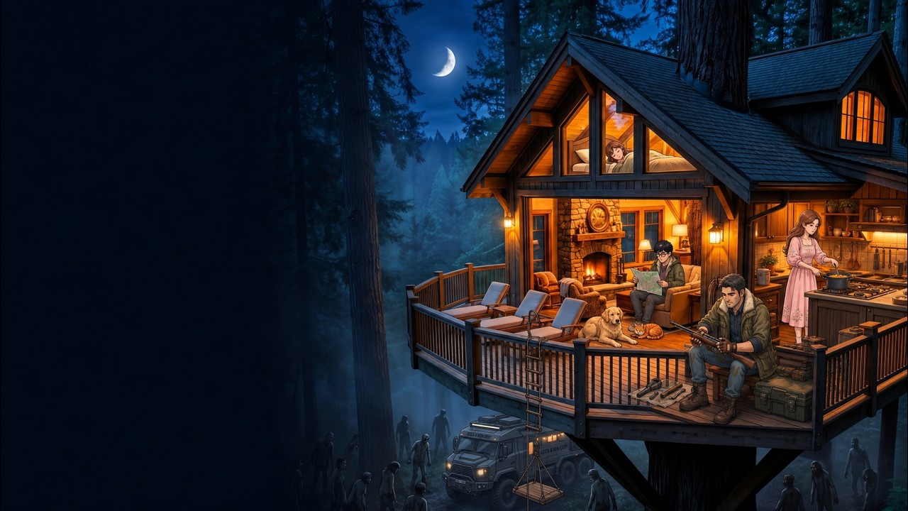 Surviving in a Luxury Treehouse Above the Zombie Apocalypse | Cozy Survival ASMR l  Ghibli ASMR
