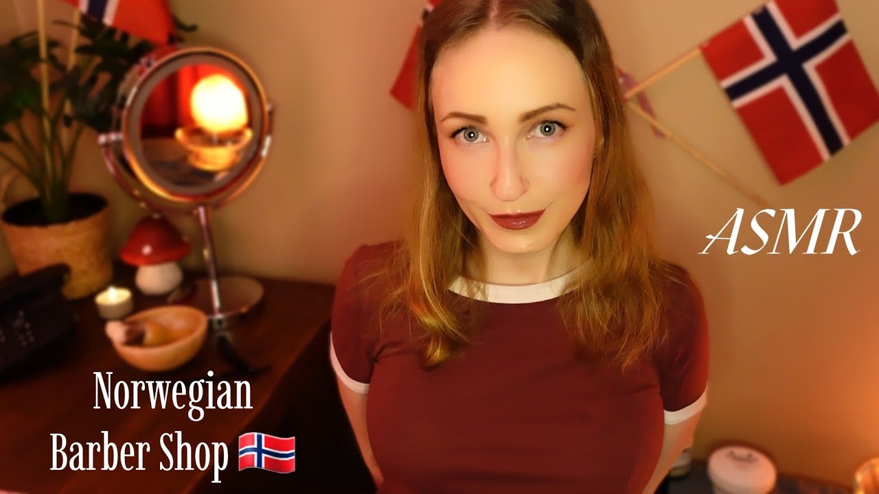 🇳🇴 ASMR in Norwegian | Barber Shop Role-play 💈 (Wet Shave & Hair Cut) Soft spoken❤️ [ENG SUB]