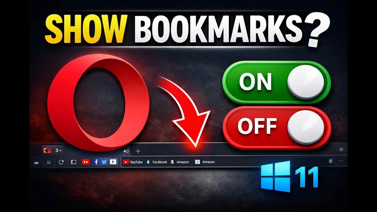 Как отобразить или скрыть панель закладок в Opera на Windows 11 или 10 | Учебное пособие от GearU...