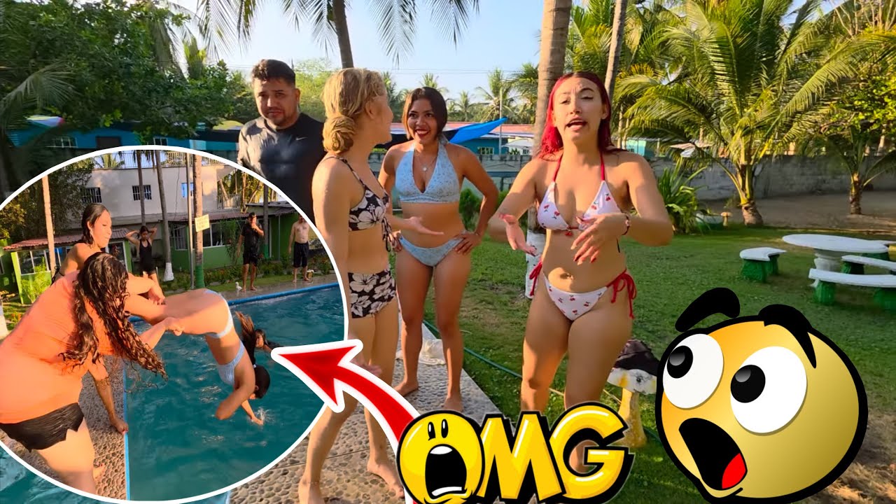 Las Mejores Amigas❤️Sarka Y Marisol hacen Un Gran Clavado En La Piscina 