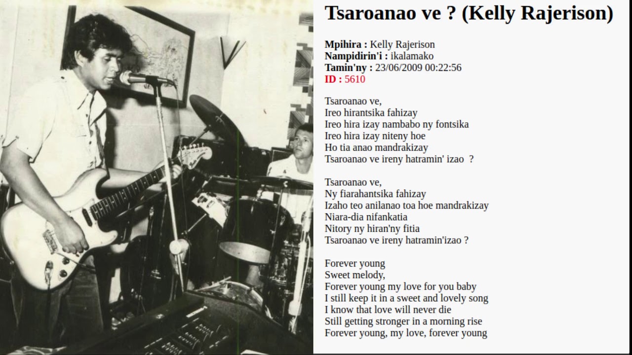 Kelly Rajerison - Tsaroanao ve (Tononkira)